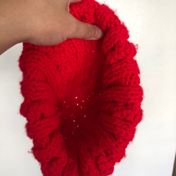 Thick Knit Red Beanie - Picture 3 of 3